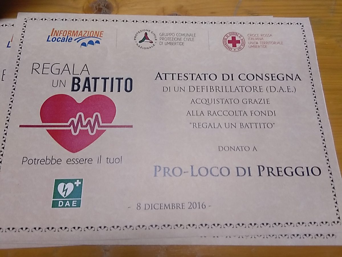 Un Defibrillatore a Preggio